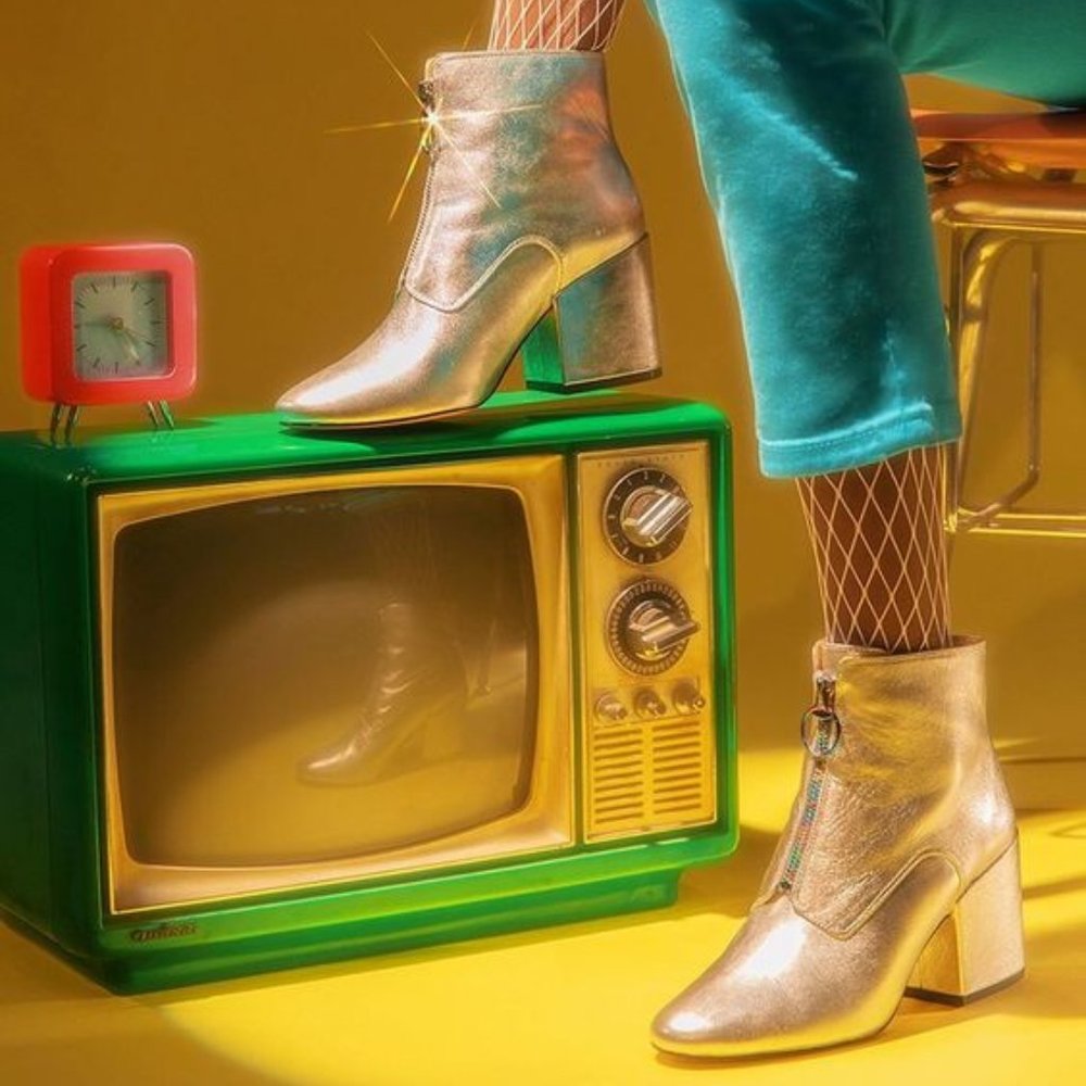 NWOB Katy Perry The Justine Silver Ankle Boots